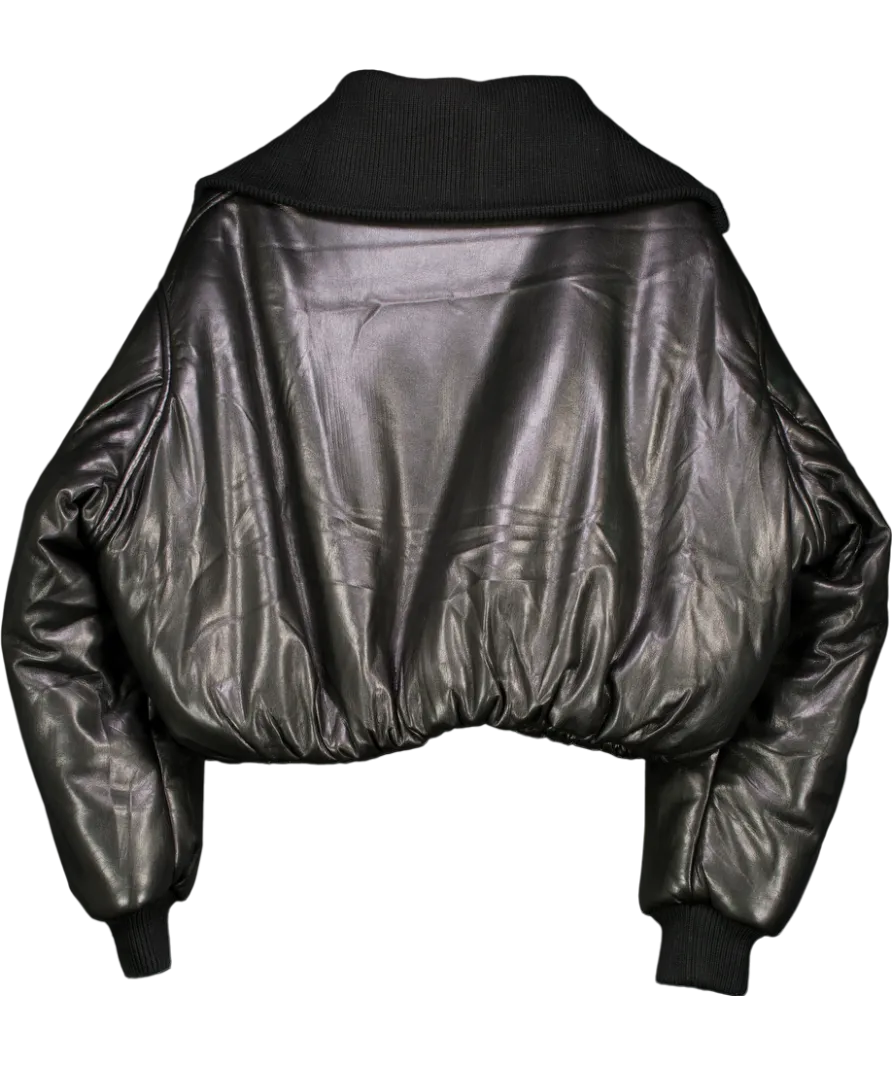 WRSTBHVR Black Padded Hega Vegan Leather Jacket UK M