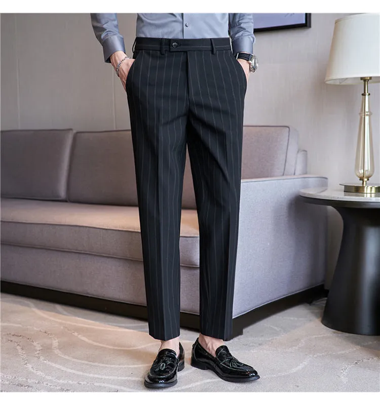YARN-DYED LIGHT LUXURY STRIPED TEXTURE MEN'S SUIT PANTS – STRETCH & STYLE