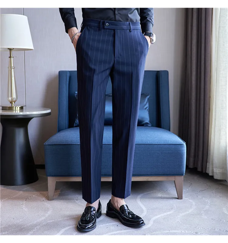 YARN-DYED LIGHT LUXURY STRIPED TEXTURE MEN'S SUIT PANTS – STRETCH & STYLE