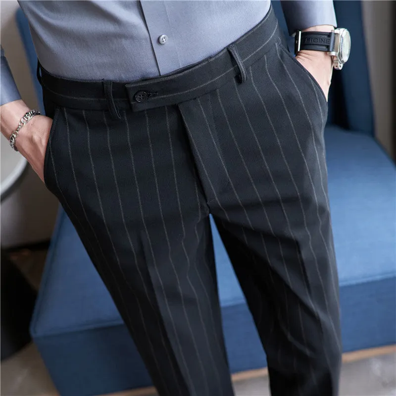 YARN-DYED LIGHT LUXURY STRIPED TEXTURE MEN'S SUIT PANTS – STRETCH & STYLE