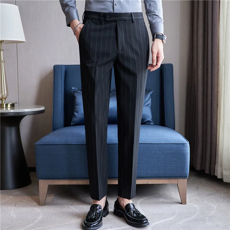 YARN-DYED LIGHT LUXURY STRIPED TEXTURE MEN'S SUIT PANTS – STRETCH & STYLE