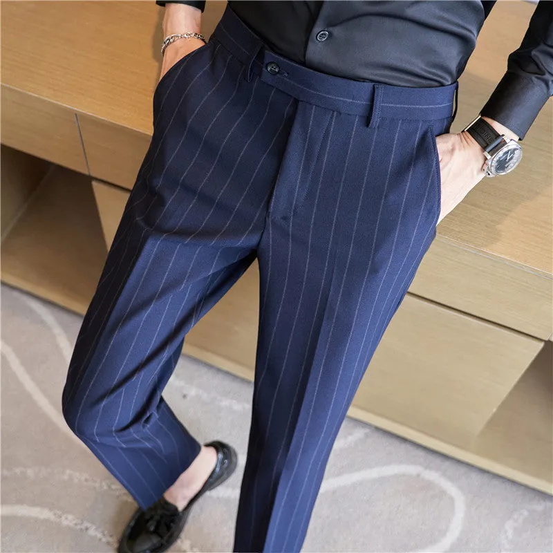 YARN-DYED LIGHT LUXURY STRIPED TEXTURE MEN'S SUIT PANTS – STRETCH & STYLE