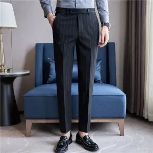 YARN-DYED LIGHT LUXURY STRIPED TEXTURE MEN'S SUIT PANTS – STRETCH & STYLE