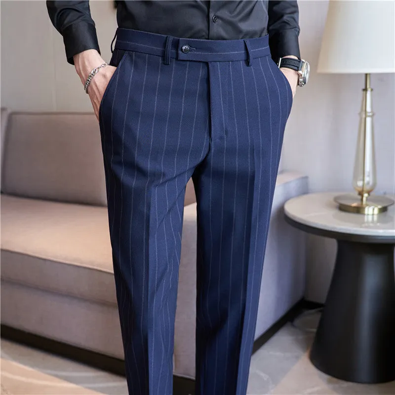 YARN-DYED LIGHT LUXURY STRIPED TEXTURE MEN'S SUIT PANTS – STRETCH & STYLE