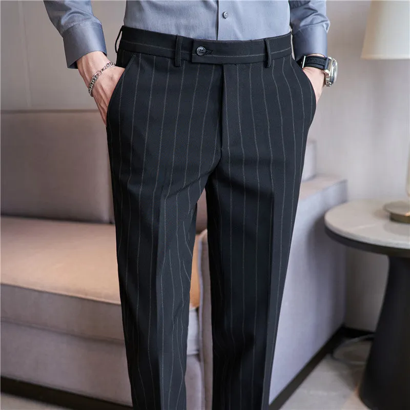 YARN-DYED LIGHT LUXURY STRIPED TEXTURE MEN'S SUIT PANTS – STRETCH & STYLE