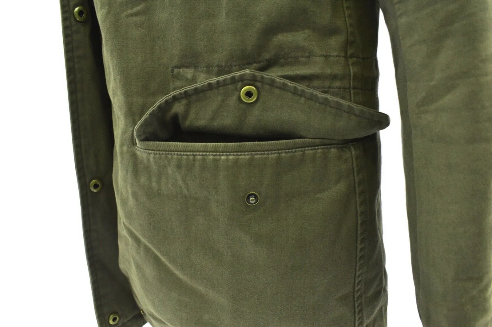 Yves Salomon Army Green Utility Removable Fur Lining Jacket - 32 - US XXS