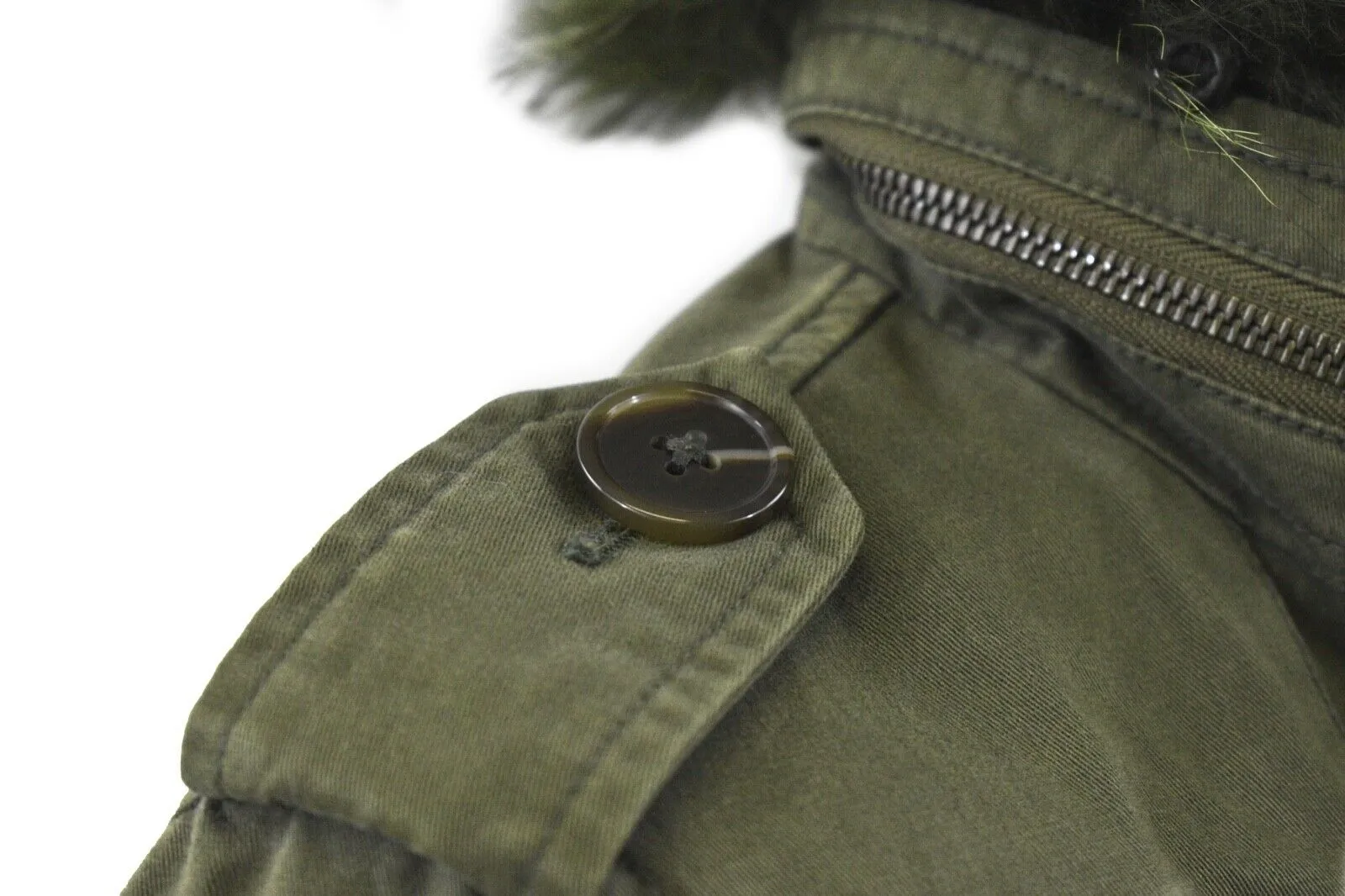 Yves Salomon Army Green Utility Removable Fur Lining Jacket - 32 - US XXS