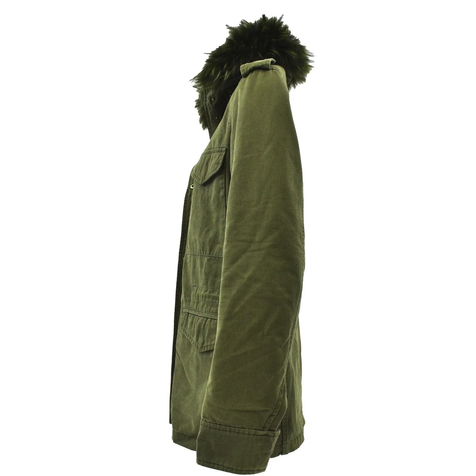 Yves Salomon Army Green Utility Removable Fur Lining Jacket - 32 - US XXS