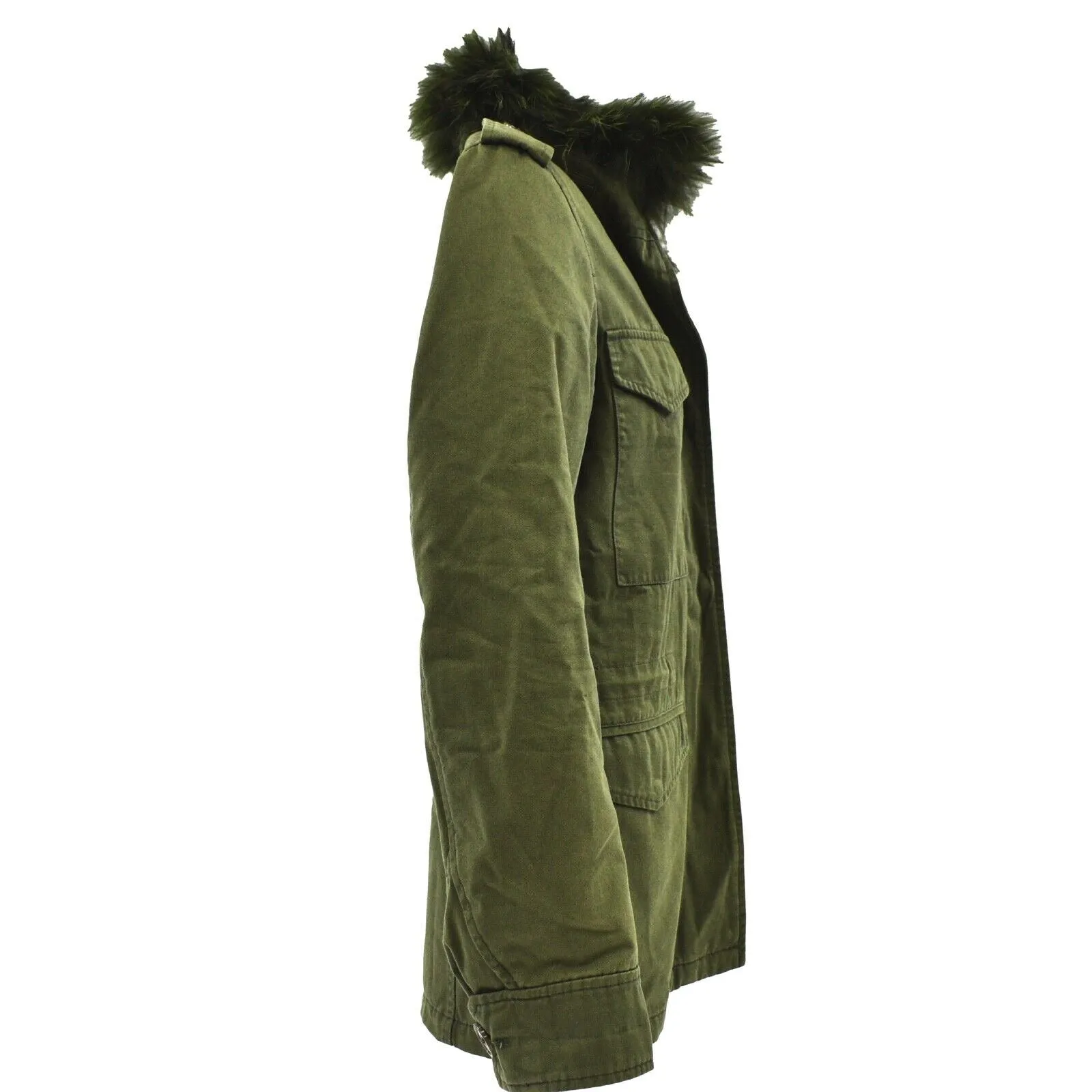 Yves Salomon Army Green Utility Removable Fur Lining Jacket - 32 - US XXS