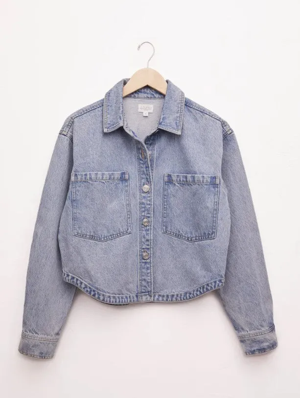 Z Supply All Day Cropped Denim Jacket, Sun Bleached Indigo/Bone